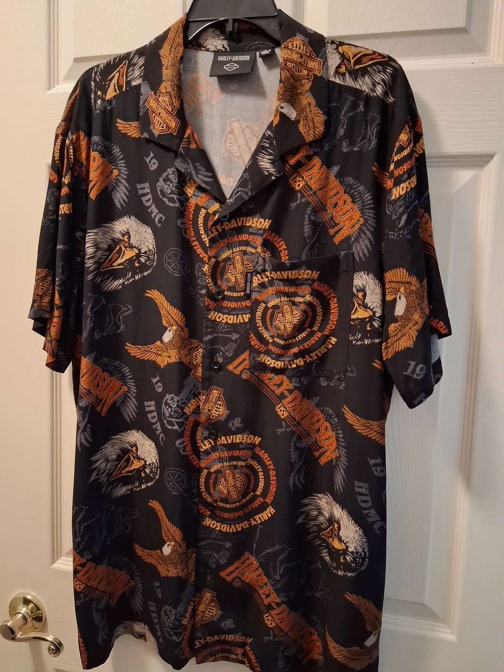 Harley-Davidson Men’s Black & Orange Graphic Button-Up Shirt